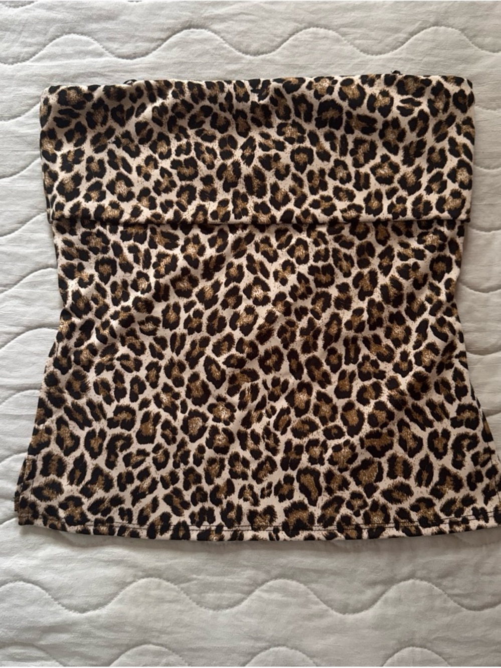 Leopard Print Strapless Tube Top - Brown + Black
